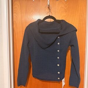 Commense Navy Cowl Neck Sweater with Button Detail